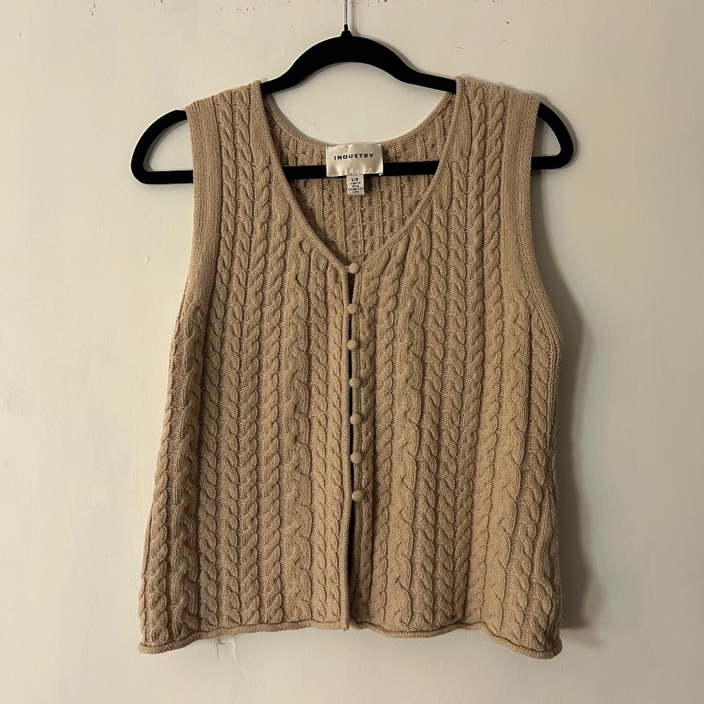 100% Cotton Industry Cable Knit Sweater Vest